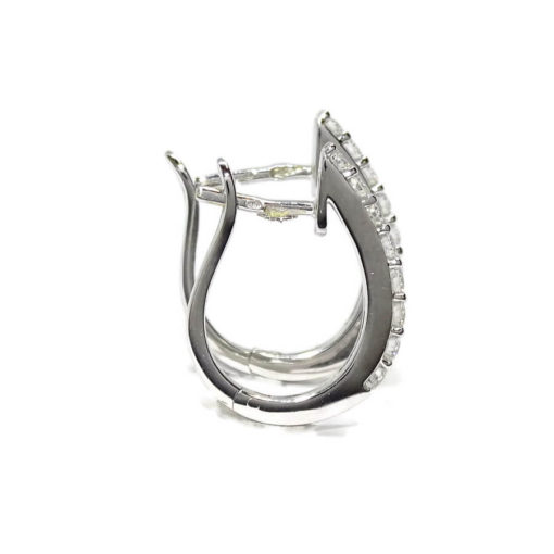 Pendientes medio aro de oro blanco de 18k con diamantes 0.44cts - Imagen 4