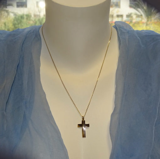 Cruz de Oro de 18k Especial comunión con Cadena Bilbao Maciza de 50cm. - Imagen 2