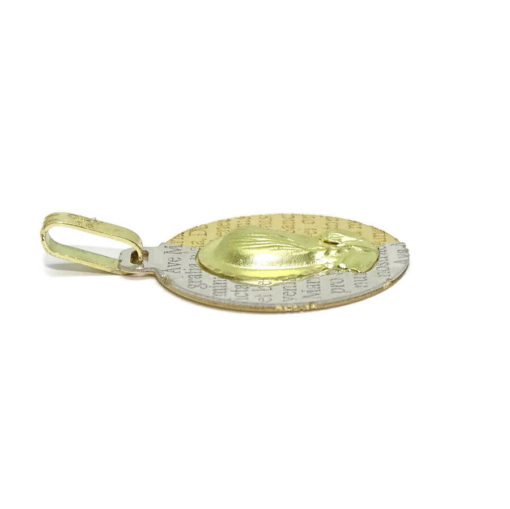 Medalla comunión Virgen niña Bicolor Oro 18k, 18mm - Imagen 3