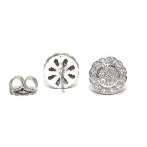 Pendientes de oro blanco de 18k con diamantes auténticos, flor. - Imagen 6