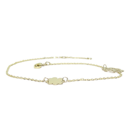 Tobillera de oro amarillo de 18k con cadena de forzada y 2 motivos de trébol de 4 hojas. - Imagen 2