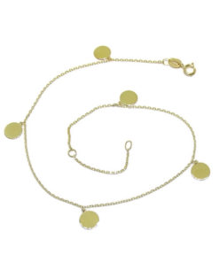 Tobillera de oro amarillo de 18k con 5 chapas.
