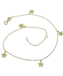Tobillera de oro amarillo de 18k 5 estrellas.