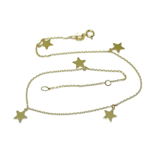 Tobillera de oro amarillo de 18k 5 estrellas. - Imagen 3