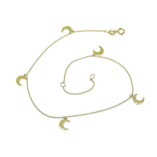 Tobillera de oro amarillo de 18k 5 lunas.
