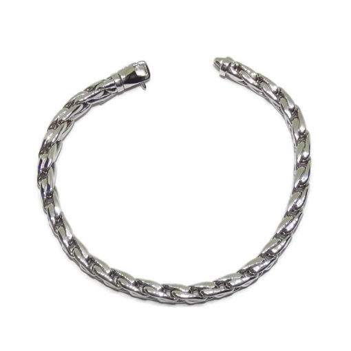 Espectacular pulsera para mujer cuadrada de oro blanco de 18k de cadena hueca estilo cardano - Imagen 4