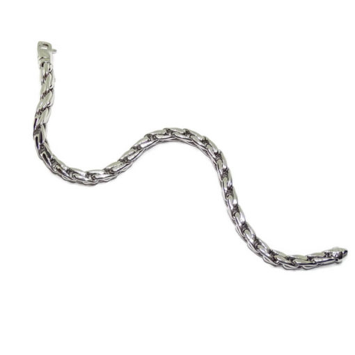 Espectacular pulsera para mujer cuadrada de oro blanco de 18k de cadena hueca estilo cardano - Imagen 8