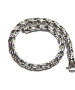 Espectacular pulsera para mujer cuadrada de oro blanco de 18k de cadena hueca estilo cardano