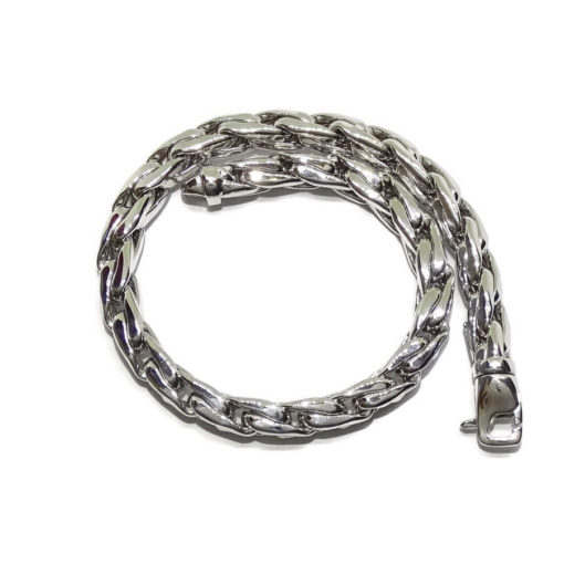 Espectacular pulsera para mujer cuadrada de oro blanco de 18k de cadena hueca estilo cardano