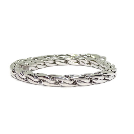 Espectacular pulsera para mujer cuadrada de oro blanco de 18k de cadena hueca estilo cardano - Imagen 7
