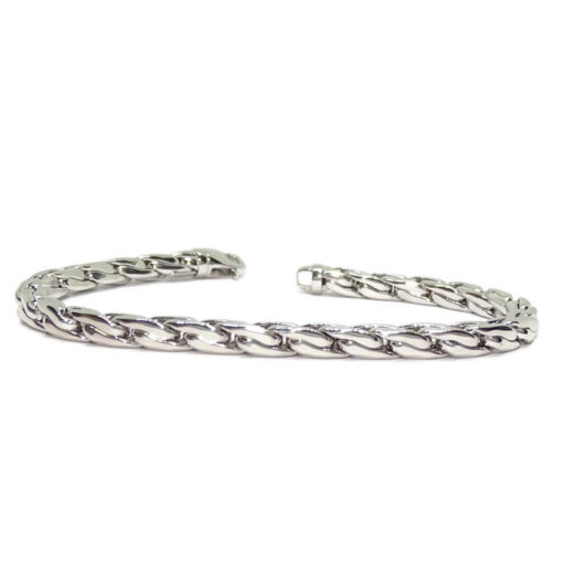Espectacular pulsera para mujer cuadrada de oro blanco de 18k de cadena hueca estilo cardano - Imagen 6