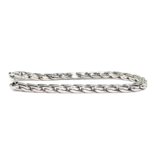 Espectacular pulsera para mujer cuadrada de oro blanco de 18k de cadena hueca estilo cardano - Imagen 5