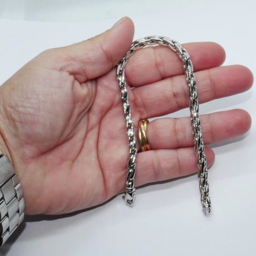 Espectacular pulsera para mujer cuadrada de oro blanco de 18k de cadena hueca estilo cardano - Imagen 3