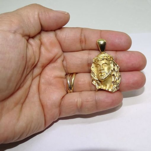 Cara de Cristo mediana de Oro Amarillo de 18k - Imagen 2