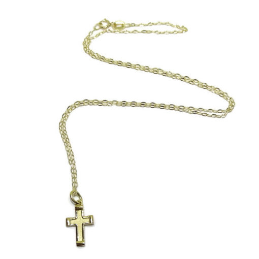 Cruz para bebé de oro amarillo mate y brillo de 18k - Imagen 3