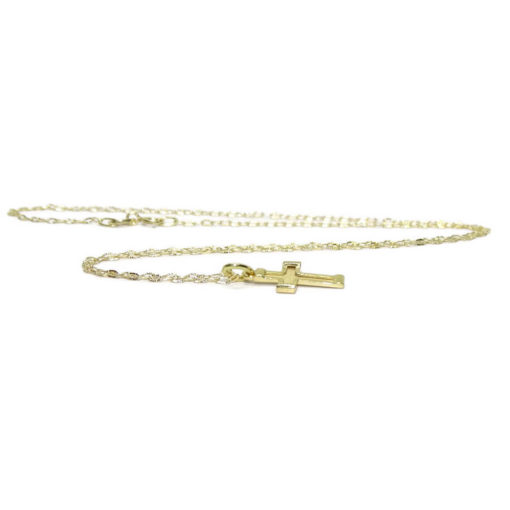 Cruz para bebé de oro amarillo mate y brillo de 18k - Imagen 5