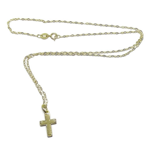 Cruz para bebé de oro amarillo mate y brillo de 18k - Imagen 4