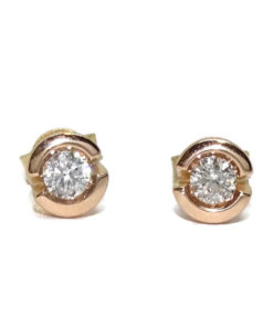 Preciosos pendientes de oro rosa de 18k con diamantes auténticos de 0.34cts