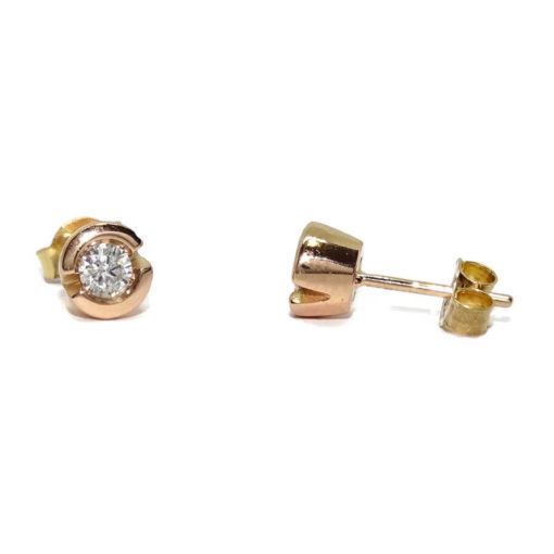 Preciosos pendientes de oro rosa de 18k con diamantes auténticos de 0.34cts - Imagen 3