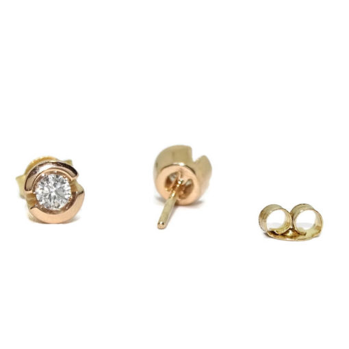 Preciosos pendientes de oro rosa de 18k con diamantes auténticos de 0.34cts - Imagen 6