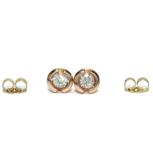 Preciosos pendientes de oro rosa de 18k con diamantes auténticos de 0.34cts - Imagen 5