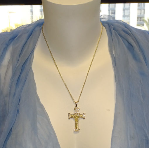 Cruz de filigrana con Cristo hecha a mano de oro amarillo macizo - Imagen 2