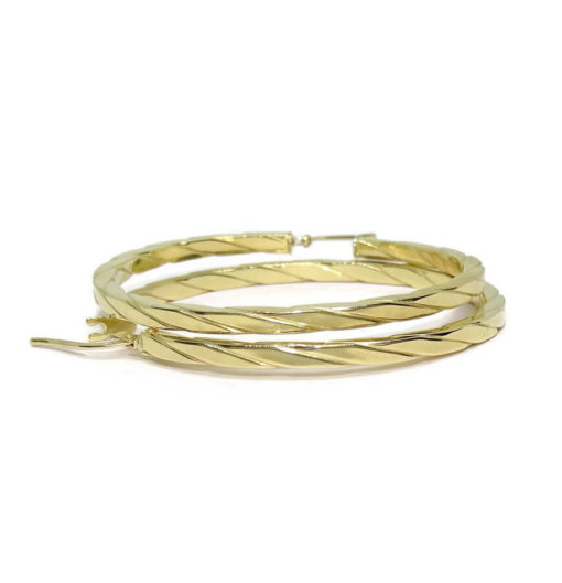 Pendientes aros grandes de oro amarillo de 18k de 2.5mm de anchos - Imagen 7