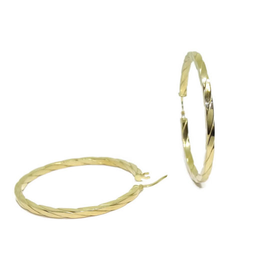 Pendientes aros grandes de oro amarillo de 18k de 2.5mm de anchos - Imagen 6