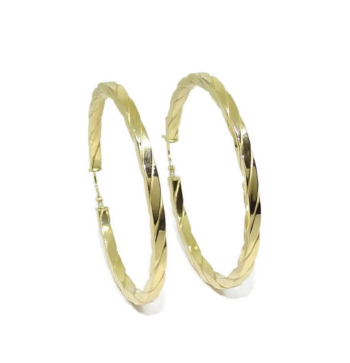 Pendientes aros grandes de oro amarillo de 18k de 2.5mm de anchos