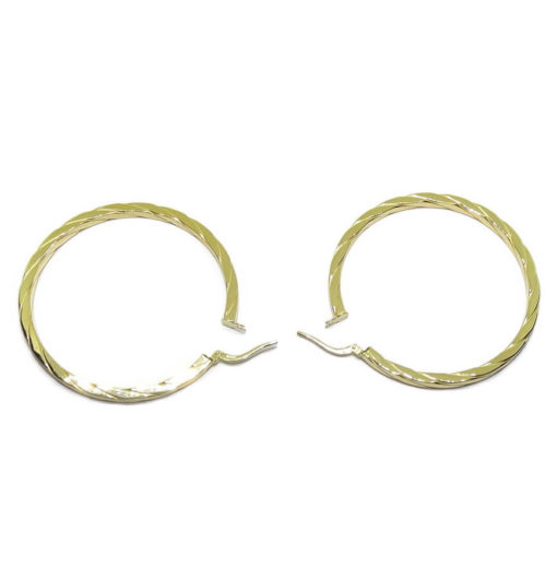 Pendientes aros grandes de oro amarillo de 18k de 2.5mm de anchos - Imagen 4