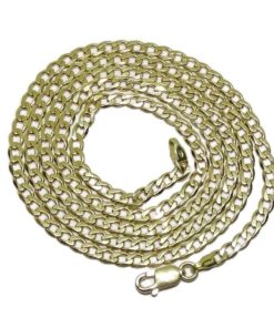 Cadena de oro amarillo de 18k maciza para hombre barbada plana.