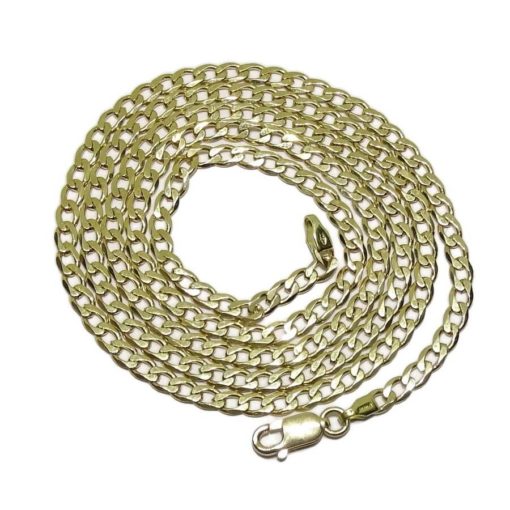 Cadena de oro amarillo de 18k maciza para hombre barbada plana.