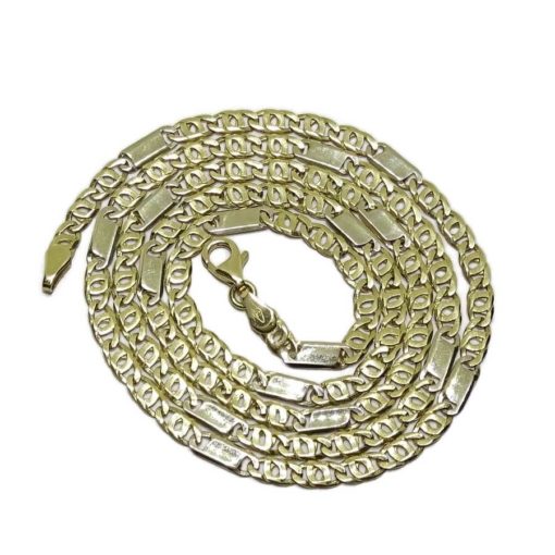 Cadena de Oro Amarillo de 18k de oro Macizo para Hombre, de eslabones combinados ojo de tigre y plano de 4mm