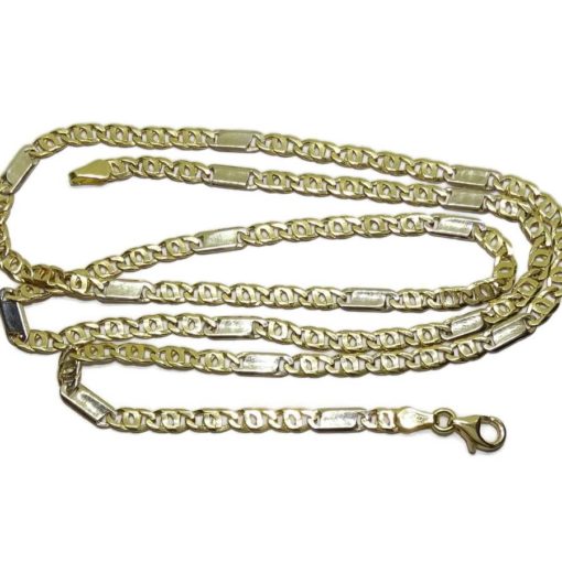 Cadena de Oro Amarillo de 18k de oro Macizo para Hombre, de eslabones combinados ojo de tigre y plano de 4mm - Imagen 3