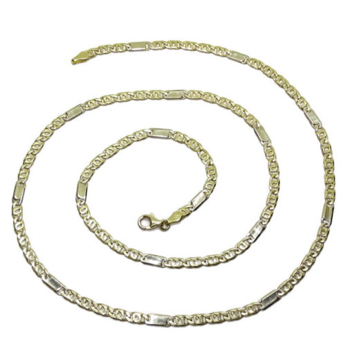 Cadena de Oro Amarillo de 18k de oro Macizo para Hombre, de eslabones combinados ojo de tigre y plano de 4mm - Imagen 4