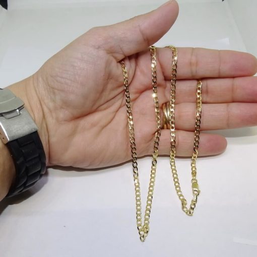 Cadena de oro amarillo de 18k maciza para hombre barbada plana. - Imagen 4