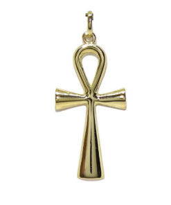 Cruz de la Vida de oro amarillo de 18k mate y brillo. 2.05gr