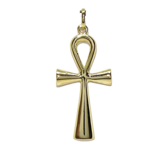 Cruz de la Vida de oro amarillo de 18k mate y brillo. 2.05gr