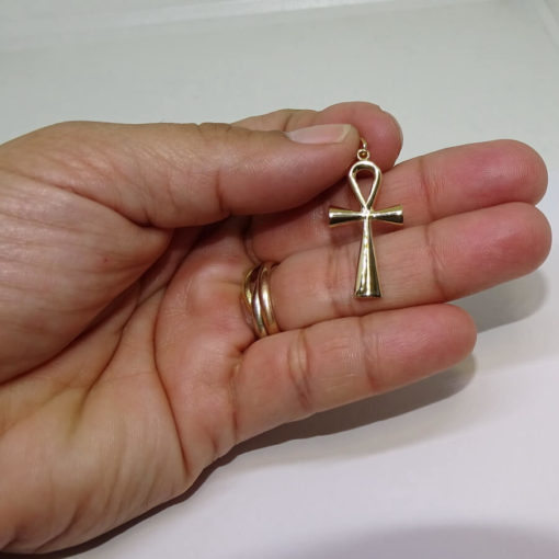 Cruz de la Vida de oro amarillo de 18k mate y brillo. 2.05gr - Imagen 2