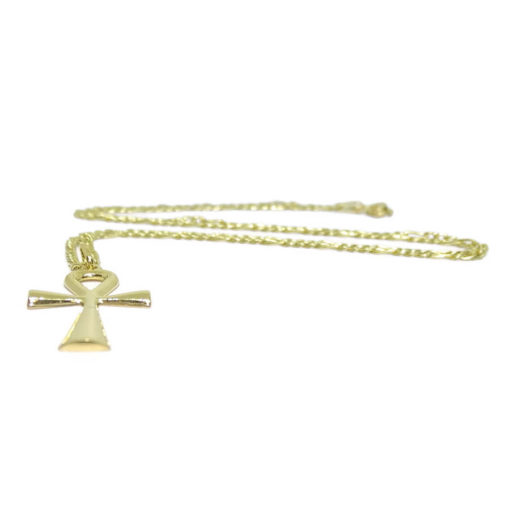 Cruz de la Vida de oro amarillo de 18k brillo con cadena 3x1 de 45cm de oro de 18k. - Imagen 5