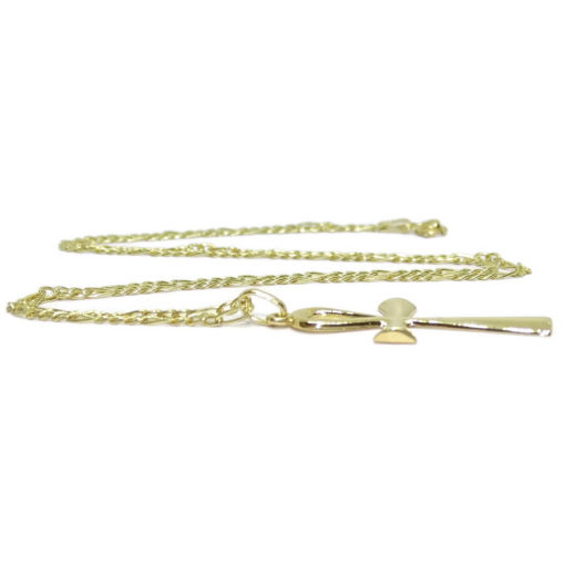 Cruz de la Vida de oro amarillo de 18k brillo con cadena 3x1 de 45cm de oro de 18k. - Imagen 4