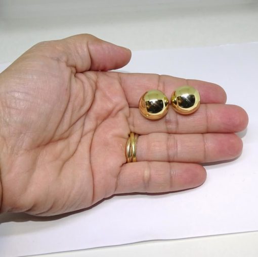 Pendientes media bola muy grande de oro amarillo brillo de 18k y 16mm. - Imagen 4