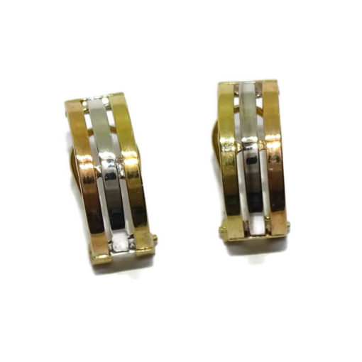 Pendientes de oro tricolor de 18k para señora con cierre omega - Imagen 3