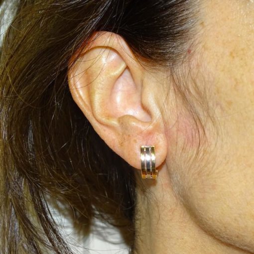 Pendientes de oro tricolor de 18k para señora con cierre omega - Imagen 2