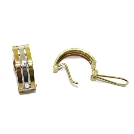 Pendientes de oro tricolor de 18k para señora con cierre omega - Imagen 7