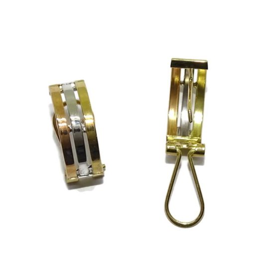 Pendientes de oro tricolor de 18k para señora con cierre omega - Imagen 6