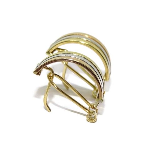Pendientes de oro tricolor de 18k para señora con cierre omega - Imagen 5