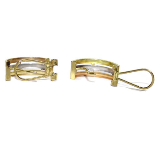 Pendientes de oro tricolor de 18k para señora con cierre omega - Imagen 4