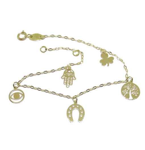 Pulsera de la Suerte de Oro de 18k 5 símbolos - Imagen 6