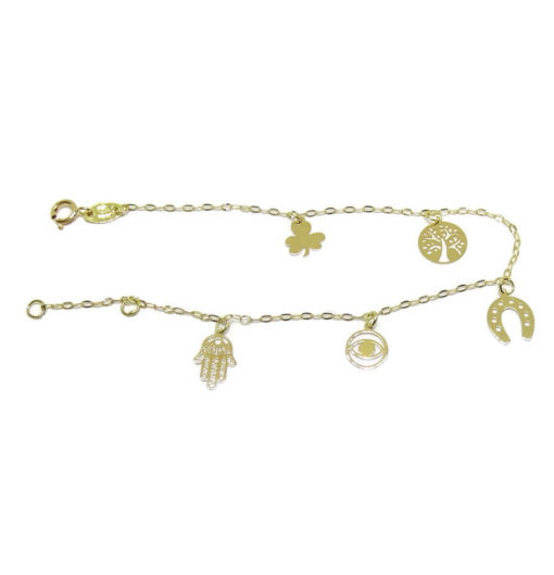 Pulsera de la Suerte de Oro de 18k 5 símbolos - Imagen 4